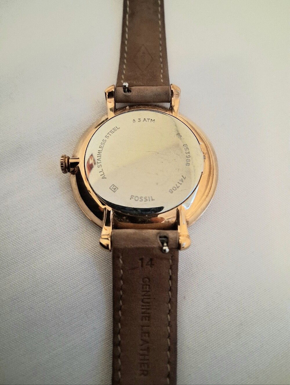 FOSSIL SLIM ROUND TAN LEATHER WATCH - Picture 6 of 11